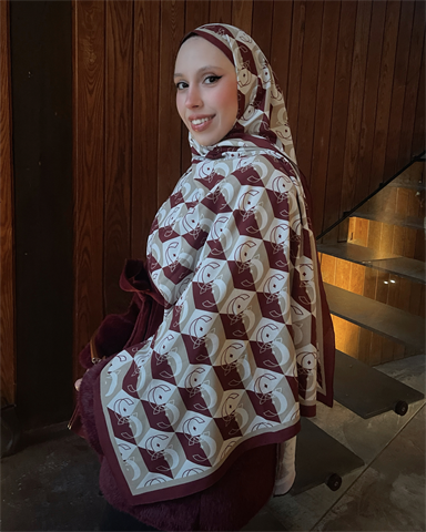 Bordo Icon Vual İpek Şal