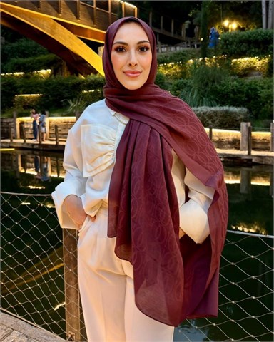 Bordo Imannoor Aura Desen Pamuk Jakar Şal