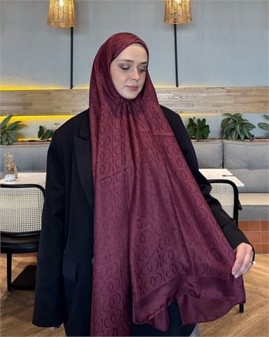 Bordo Imannoor Ester Desen Pamuk Jakar Şal