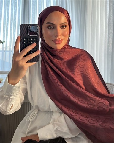 Bordo Imannoor Ester Desen Pamuk Jakar Şal