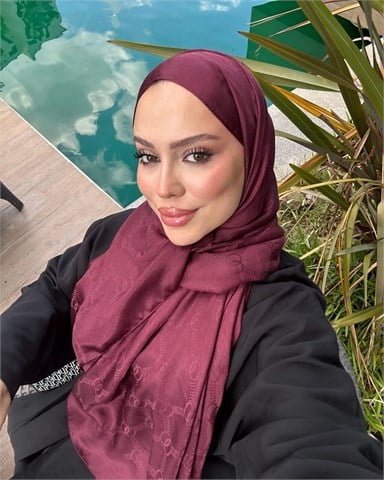 Bordo Imannoor Monogram Zincir Desen Pamuk Jakar Şal