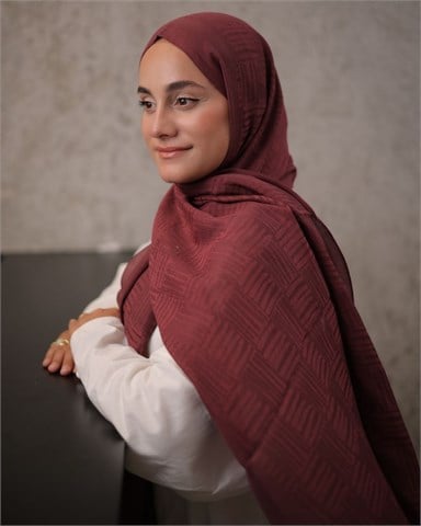 Bordo Imannoor Ritim Desen Pamuk Jakar Şal