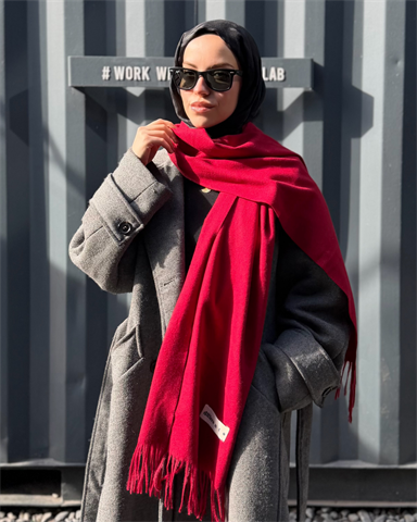Bordo İthal Kaşmir Atkı