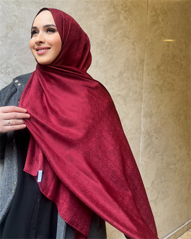Bordo Luxe Desen Jakar Şal