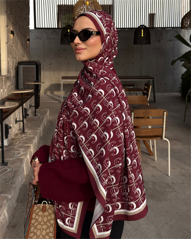 Bordo Royal Vual İpek Şal