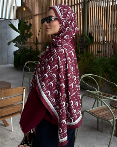 Bordo Royal Vual İpek Şal