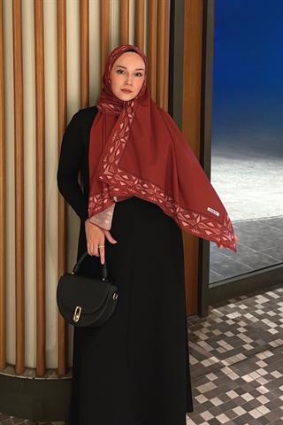 Bordo Venedik Desen Pamuk Vual Şal