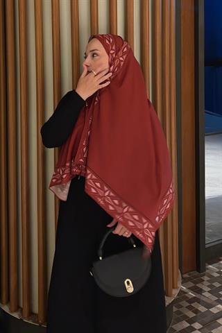 Bordo Venedik Desen Pamuk Vual Şal