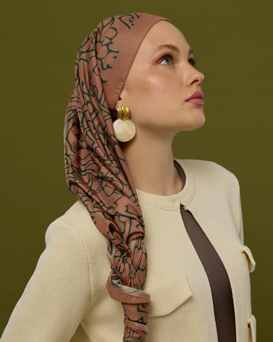 S-HAREM-20 Bronz Şafak & Orman Yeşili Harem Rüyası Desen Şal