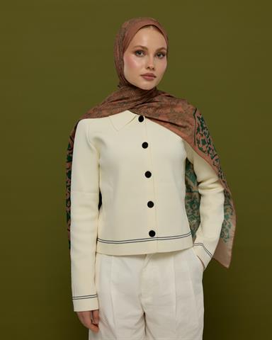 S-SARAYLI-20 Bronz Şafak & Orman Yeşili Saraylı Desen Şal