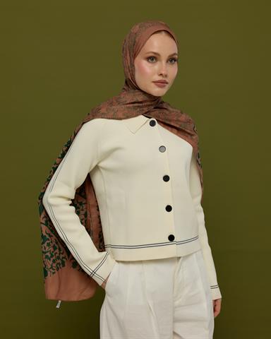 S-SARAYLI-20 Bronz Şafak & Orman Yeşili Saraylı Desen Şal