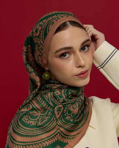 S-SULTANİ-20 Bronz Şafak & Orman Yeşili Sultani Desen Şal