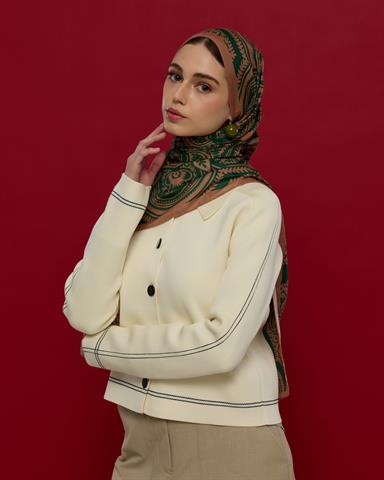 S-SULTANİ-20 Bronz Şafak & Orman Yeşili Sultani Desen Şal