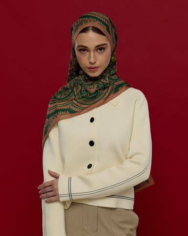 S-SULTANİ-20 Bronz Şafak & Orman Yeşili Sultani Desen Şal