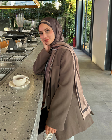 Brown Degrade Desen Şal 