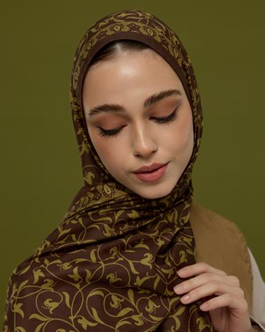 S-LALE-43 Buhur Kahvesi & Saf Sarı Lale Bahçesi Desen Şal