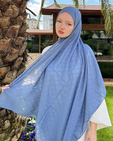 Buz Mavi Baklava Lyocell Bambu Jakar Şal