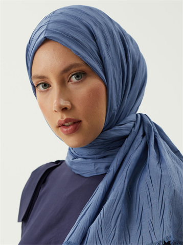 Buz Mavi Piliseli Bambu Şal