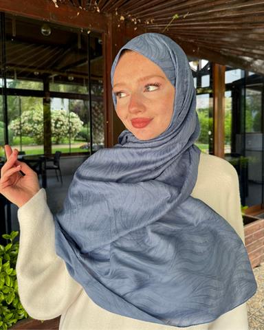 Buz Mavi Su Yolu Lyocell Bambu Jakar Şal