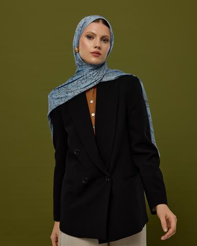 S-HAREM-49 Buz Mavisi & Füme Kahve Harem Rüyası Desen Şal