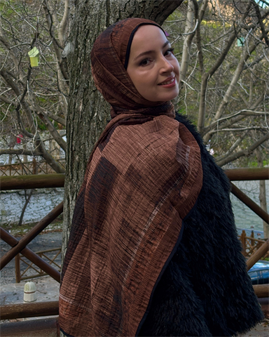 Camel Gölge Desenli Müslin Şal