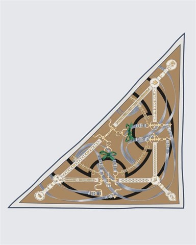 Camel & Mavi - Saray Kemer Desenli Kaşmir Omuz Şalı