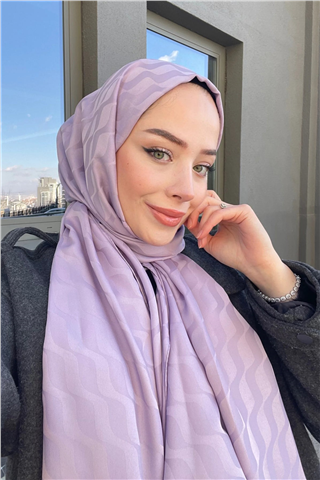 Lila Dalga Desen İpeksi Jakar Şal