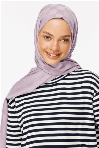 Lila Dama Desen İpeksi Jakar Şal