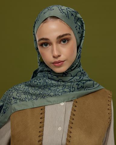 S-HAREM-70 Duman & Lacivert Harem Rüyası Desen Şal