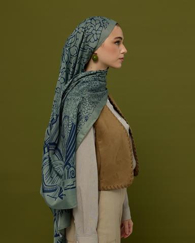 S-HAREM-70 Duman & Lacivert Harem Rüyası Desen Şal