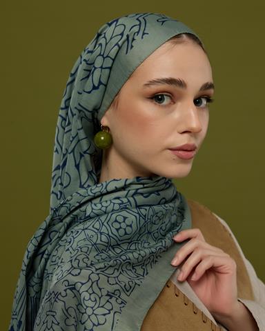 S-HAREM-70 Duman & Lacivert Harem Rüyası Desen Şal