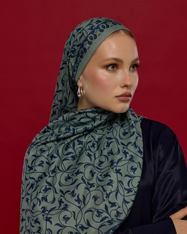 S-LALE-70 Duman & Lacivert Lale Bahçesi Desen Şal