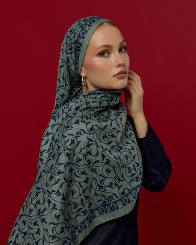 S-LALE-70 Duman & Lacivert Lale Bahçesi Desen Şal