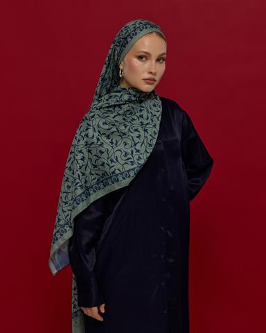 S-LALE-70 Duman & Lacivert Lale Bahçesi Desen Şal