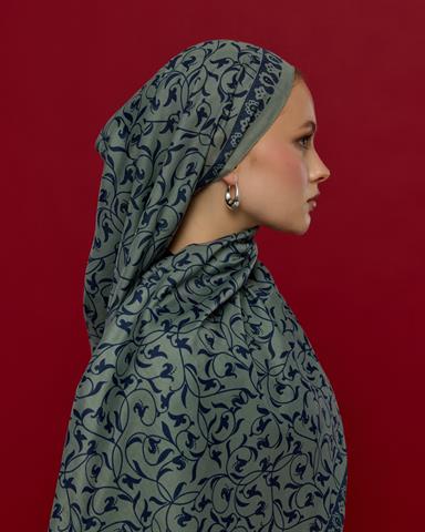 S-LALE-70 Duman & Lacivert Lale Bahçesi Desen Şal