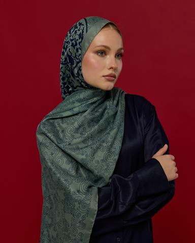 S-SARAYLI-70 Duman & Lacivert Saraylı Desen Şal