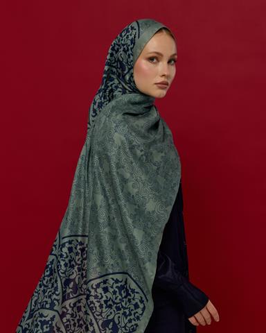 S-SARAYLI-70 Duman & Lacivert Saraylı Desen Şal