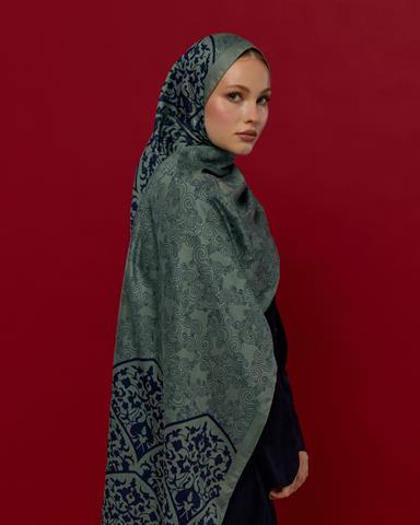 S-SARAYLI-70 Duman & Lacivert Saraylı Desen Şal