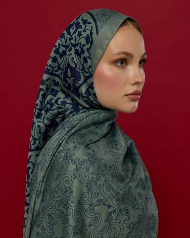 S-SARAYLI-70 Duman & Lacivert Saraylı Desen Şal