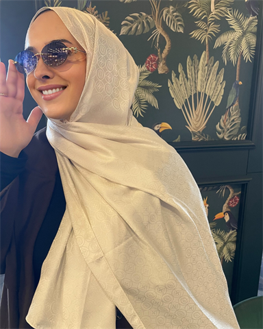Ekru Luxe Desen Jakar Şal