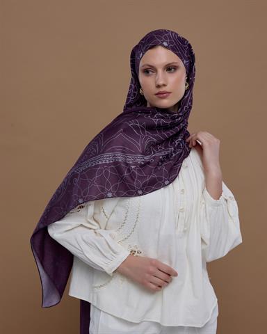 S-EFSUNLU-01 Erguvani & Leylak Efsunlu Desen Şal