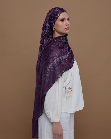 S-EFSUNLU-01 Erguvani & Leylak Efsunlu Desen Şal