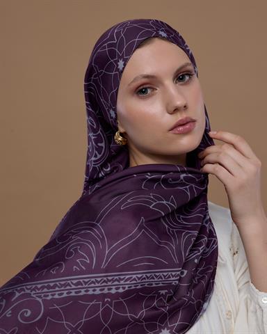 S-EFSUNLU-01 Erguvani & Leylak Efsunlu Desen Şal