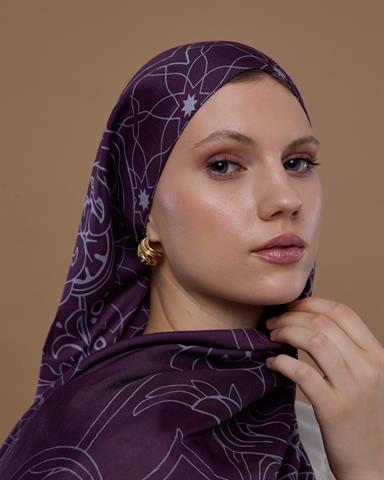 S-EFSUNLU-01 Erguvani & Leylak Efsunlu Desen Şal