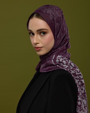 S-SARAYLI-01 Erguvani & Leylak Saraylı Desen Şal