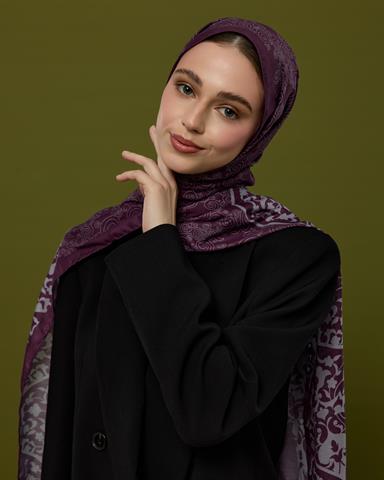 S-SARAYLI-01 Erguvani & Leylak Saraylı Desen Şal