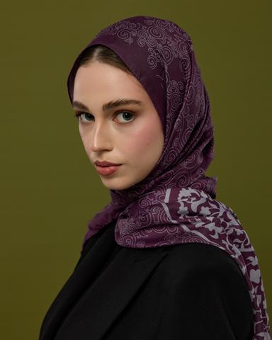 S-SARAYLI-01 Erguvani & Leylak Saraylı Desen Şal