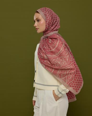 SV-BAL-10 Fildişi & Gülkurusu Bala Hatun Desen  Şal