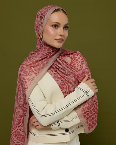 SV-BAL-10 Fildişi & Gülkurusu Bala Hatun Desen  Şal
