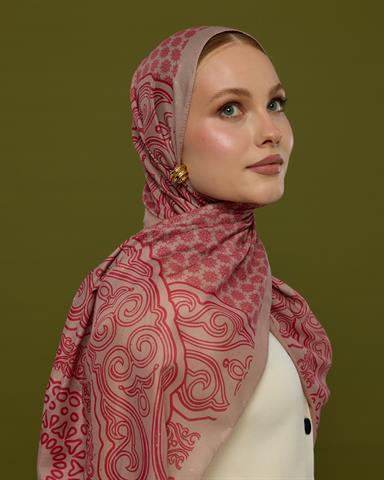 SV-BAL-10 Fildişi & Gülkurusu Bala Hatun Desen  Şal